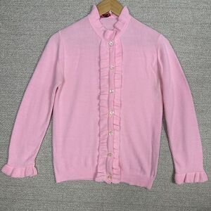 Vtg‎ Bradley Knitwear Sz S Cardigan Pink Ruffle Cottagecore Coquette Feminine